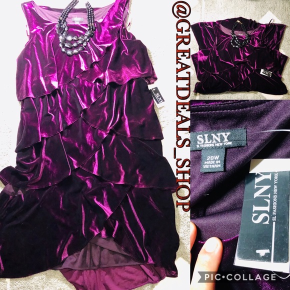 SL Fashions Dresses & Skirts - ‼️SLNY‼️RUFFLE TIERED VELVET PURPLE DRESS